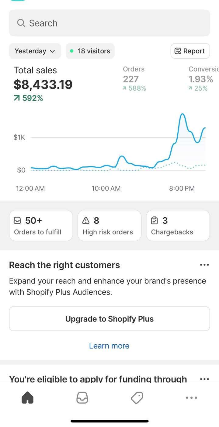 Shopify store sales dashboard from a customer