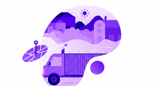 Illustration of a supplier truck shipping orders worldwide